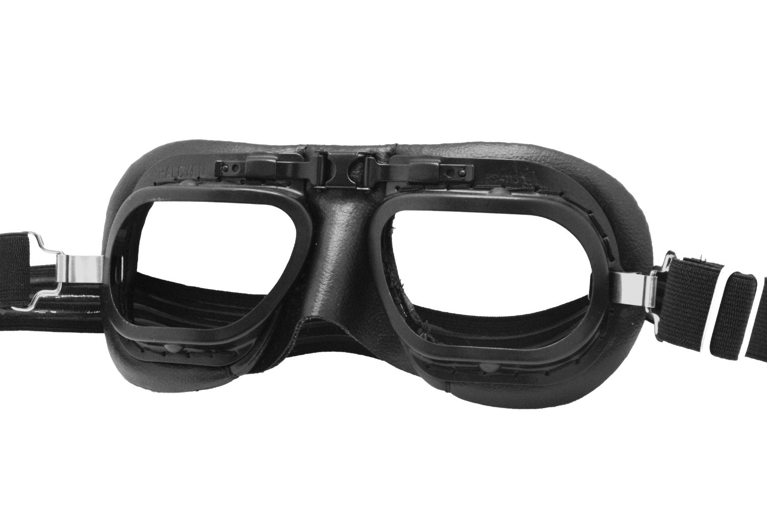 Goggles- Black Leather- Curved lens