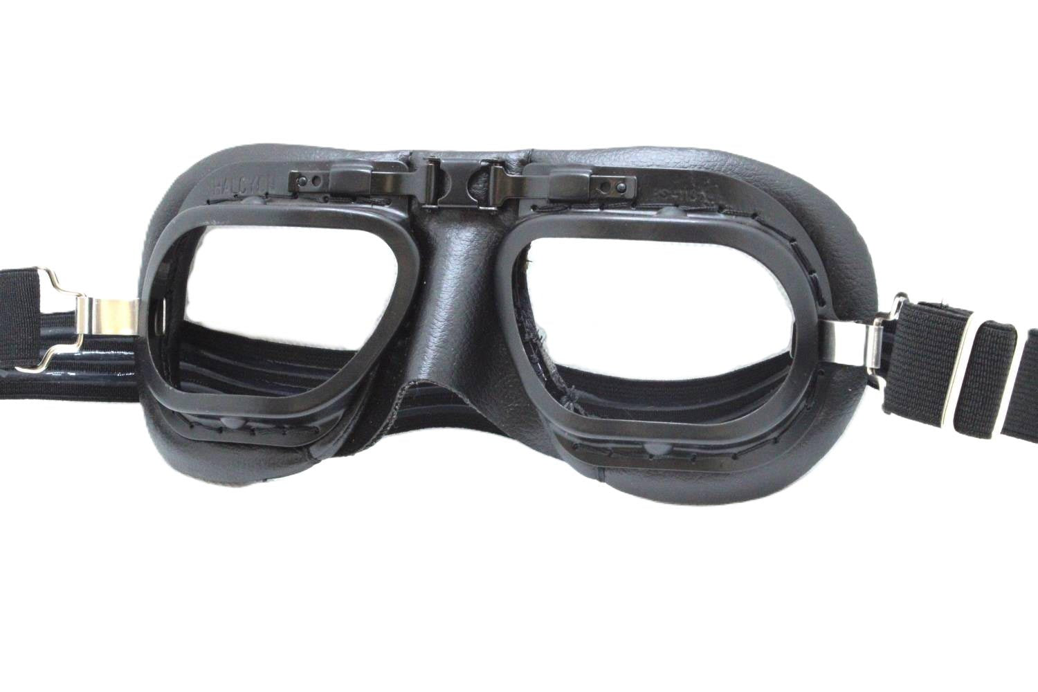 Goggles- Black Leather- Curved lens