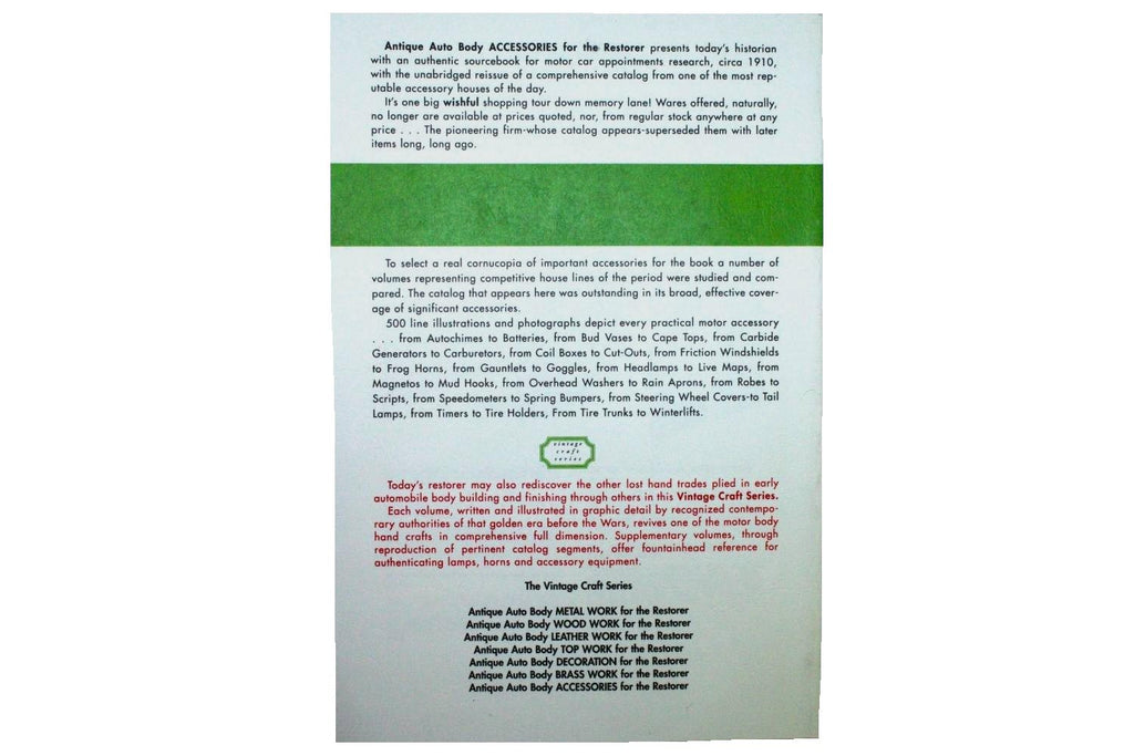 Antique Auto Body Accessories Book