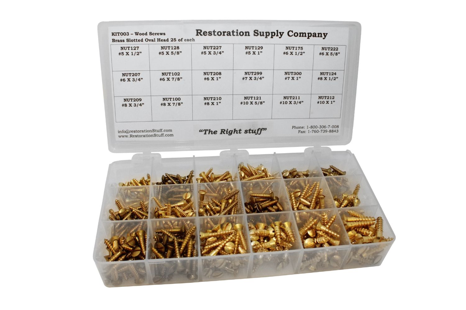 Wood Screw Oval Head Brass Kit